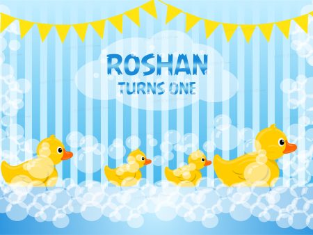 Duck Theme Boy with Name Backdrop Online Sale