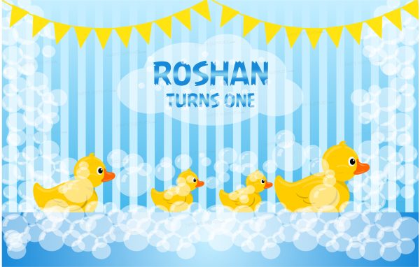 Duck Theme Boy with Name Backdrop Online Sale