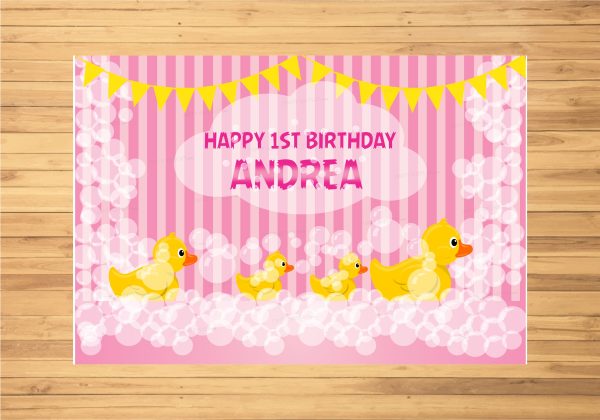 Duck Theme Girl With Name Backdrop Discount