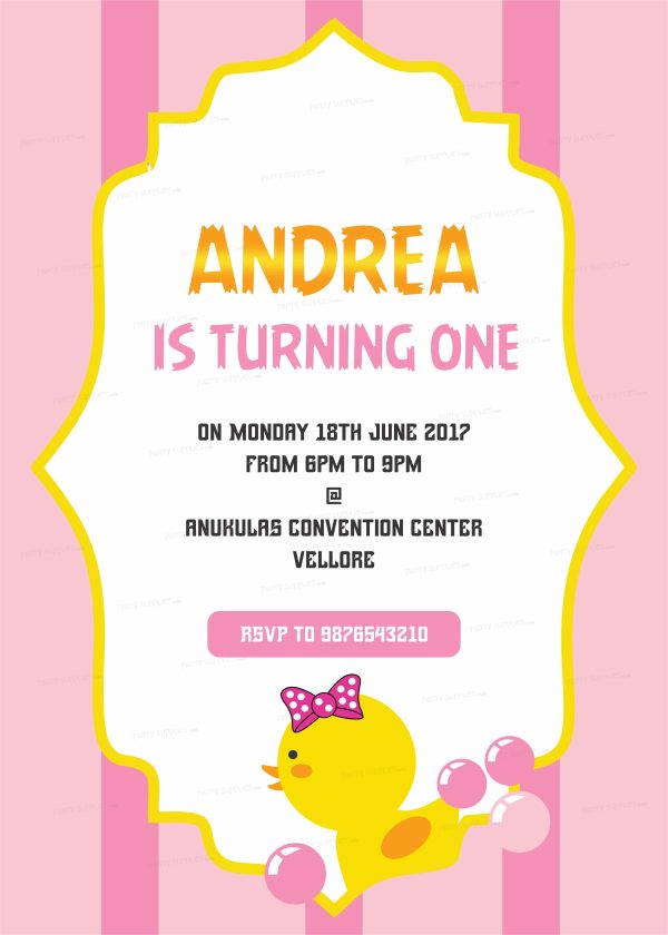 Duck Theme Girl Personalized Invite Online Sale