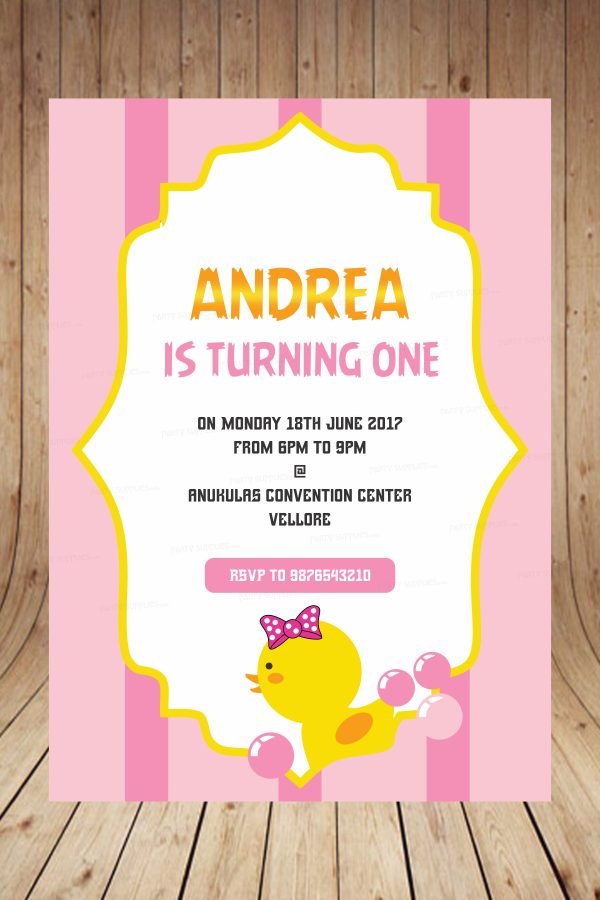 Duck Theme Girl Personalized Invite Online Sale