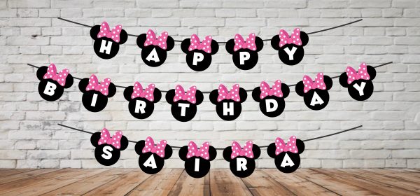 Minnie Mouse Theme Happy Birthday Hanging Hot on Sale