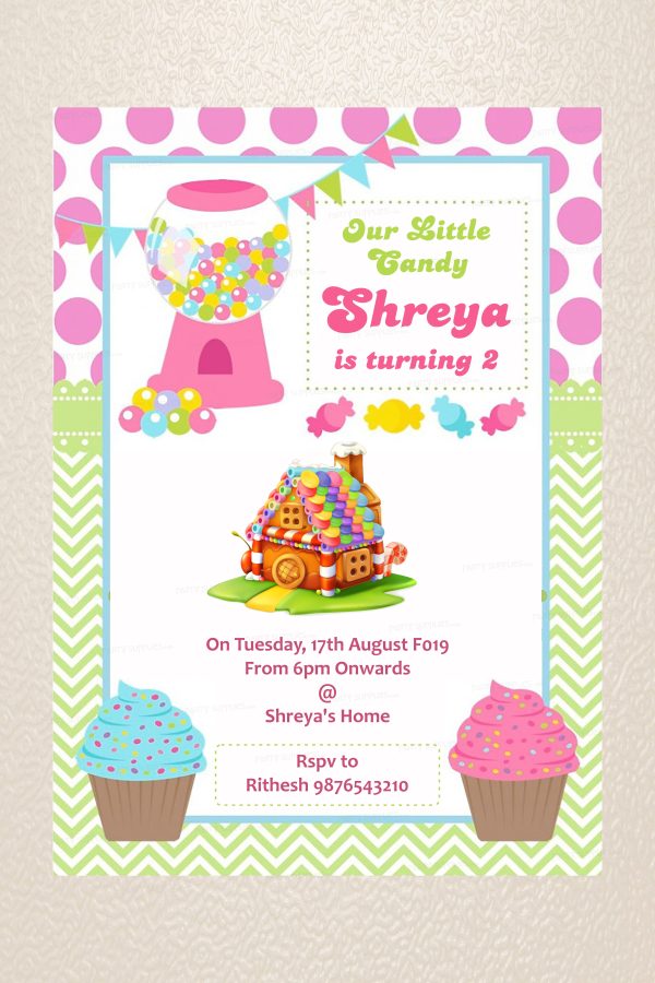 Candy Cup Theme Invite For Discount