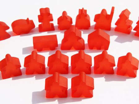 Carcassonne: Meeple - Complete Toy Figure Set (19 Pieces) (Frozen Red) (Import) Fashion